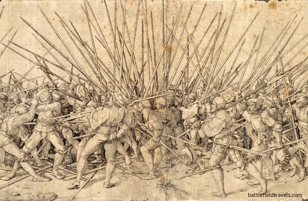 Swiss pikemen in battle with their arch-rivals, the German Landsknechts