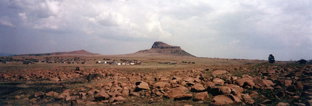 View from 'Durnford's Draw', from where Colonel Durnford and his Basuto Horse fought a running battle back to the main position