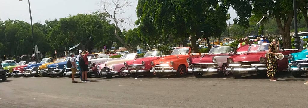 The cars are amazing and they everywhere! Every US model up to 1959, then they stop. Some have Japanese or Russian engines, and they all have the exotic paint jobs.