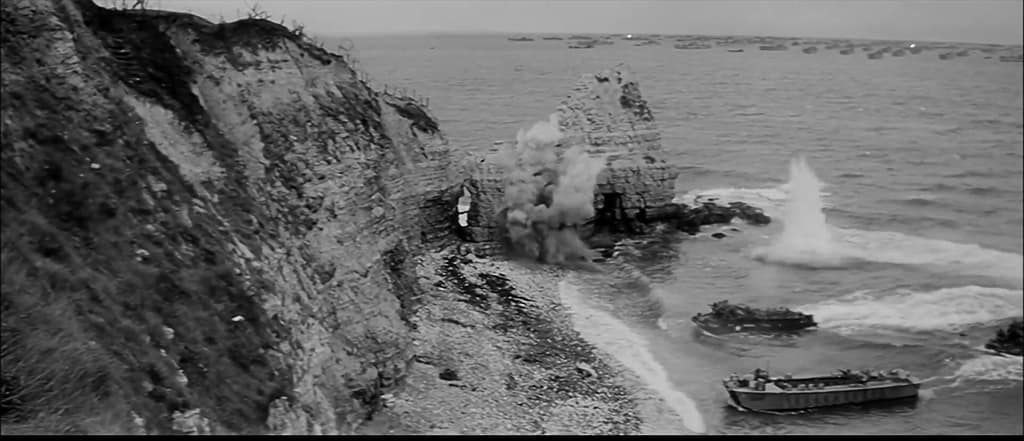 Screenshot from 'The Longest Day' shot onsite at Pointe du Hoc
