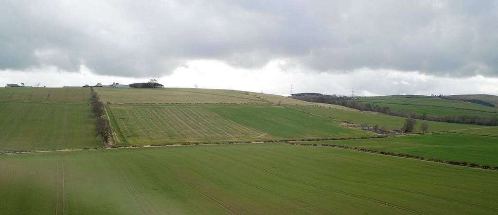 Battle of Flodden Field, 9 September 1513. Aerial shot looking towards the Scottish lines