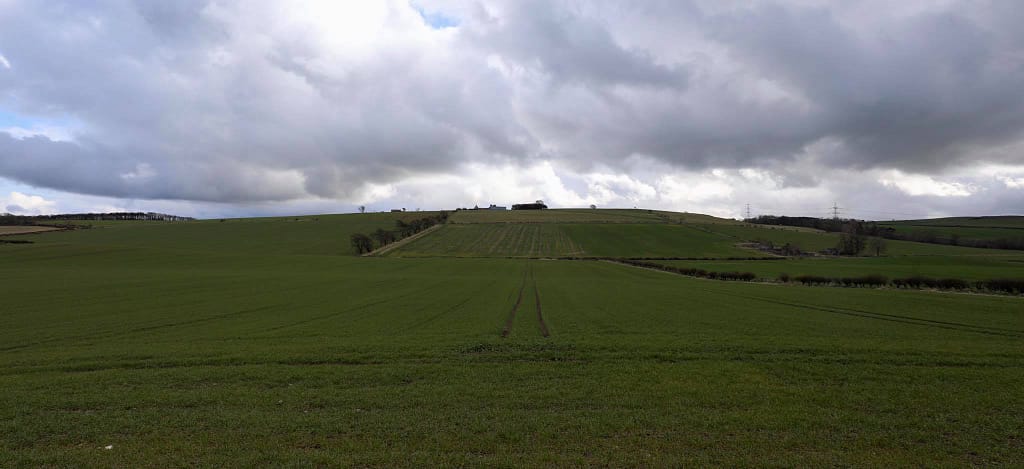 Battle of Flodden Field, 9 September 1513. Looking from the English position towards towards the ridgeline from where the Scots commenced their attack