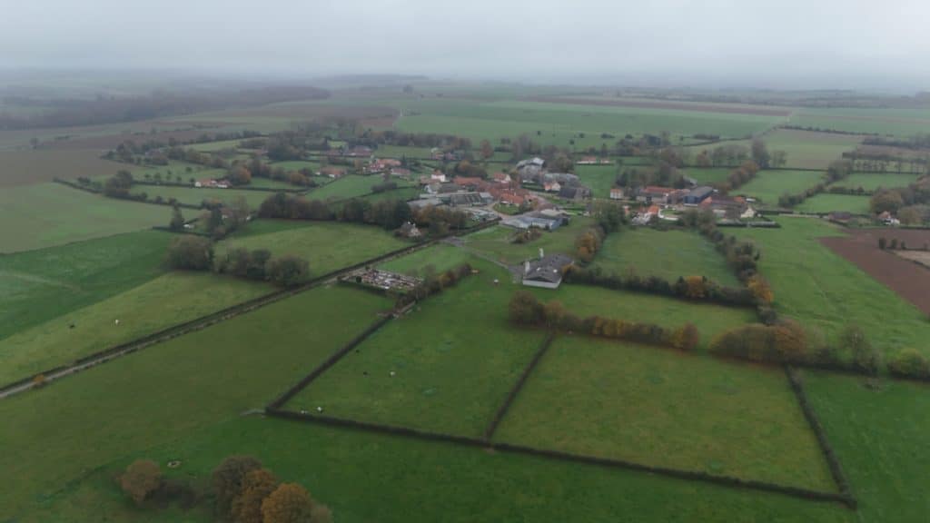 Aerial view of Maisoncelles where the English established their camp on the night before the battle