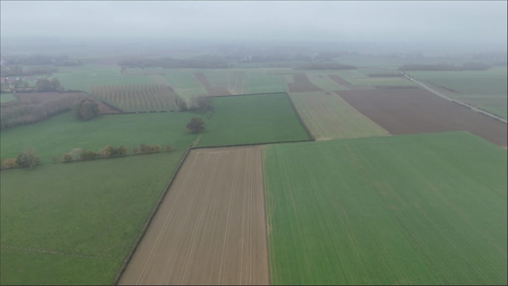 North end of the battlefield. Rousencelles just visible in the distance. This area was the French encampment on the night prior to the battle
