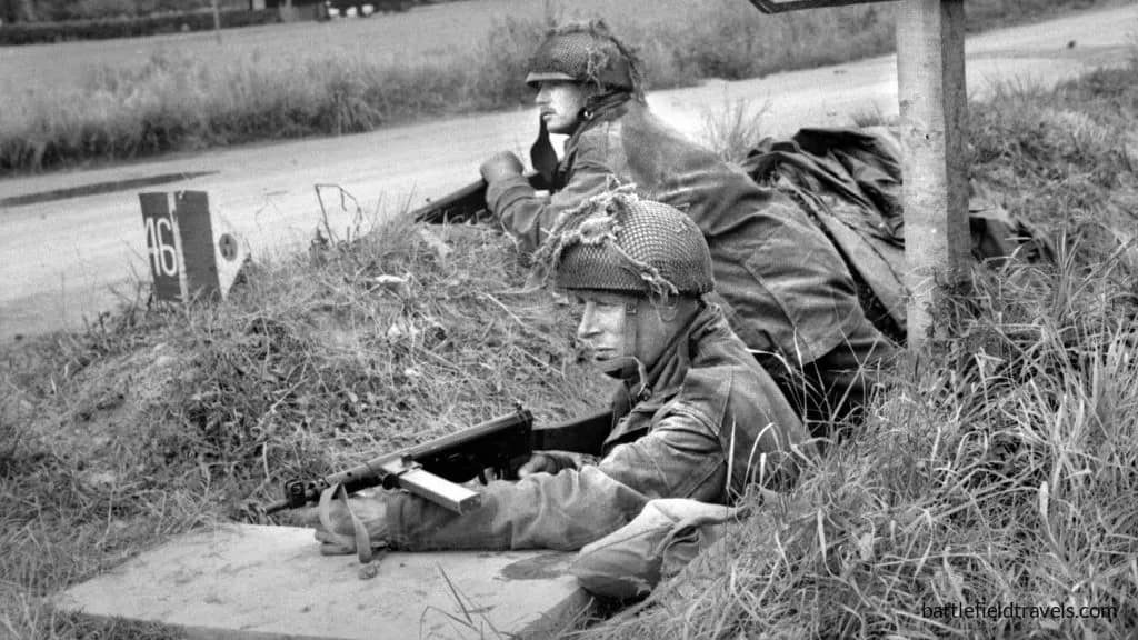 British airborne troops securing key terrain around Ranville