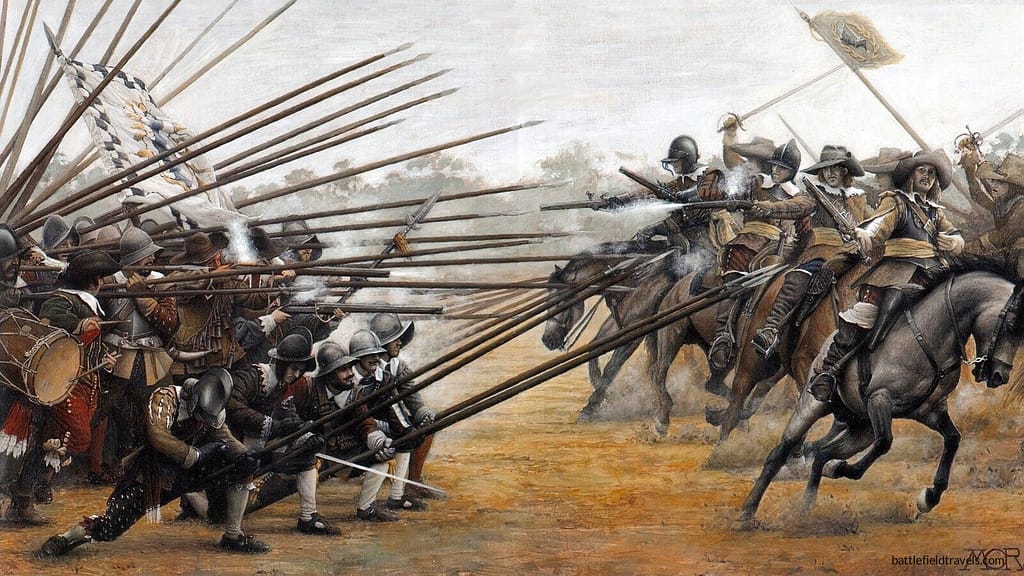 Cavalry Caracole at The Battle of Nördlingen, (1634). Painting by Mikel Olazabal
