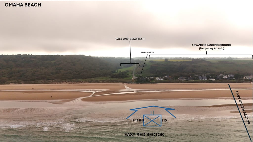 Omaha Beach. Easy Red aerial view