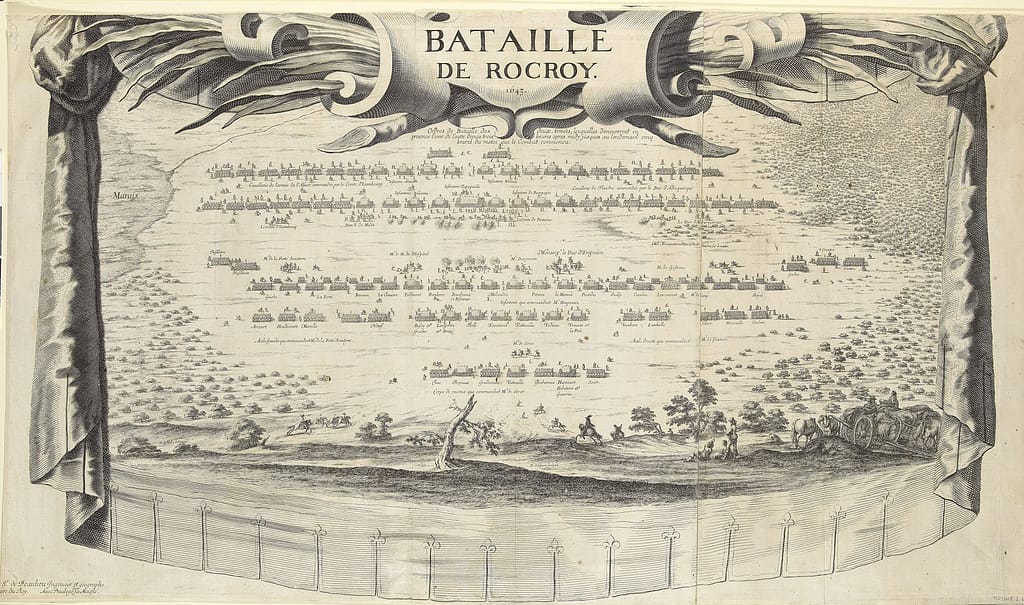 Period diagram of the battle. The French are closest to the viewer and the Spanish are furthest away.