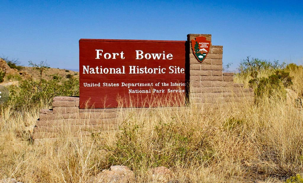 Entry to the Fort Bowie National Historic Site, southeastern Arizona. This one is off the beaten track and much of the material has been removed or weathered away, but still a nicely preserved site. Definitely no urban encroachment!