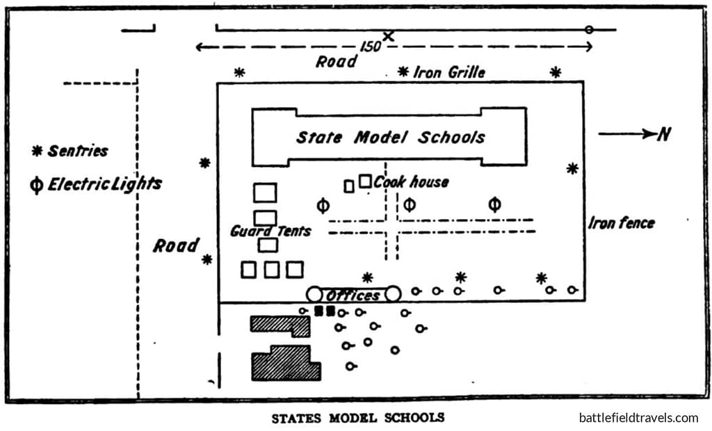 Diagram of the Staats Model School, Pretoria, where Winston Churchill was held as a prisoner of war with other British officers