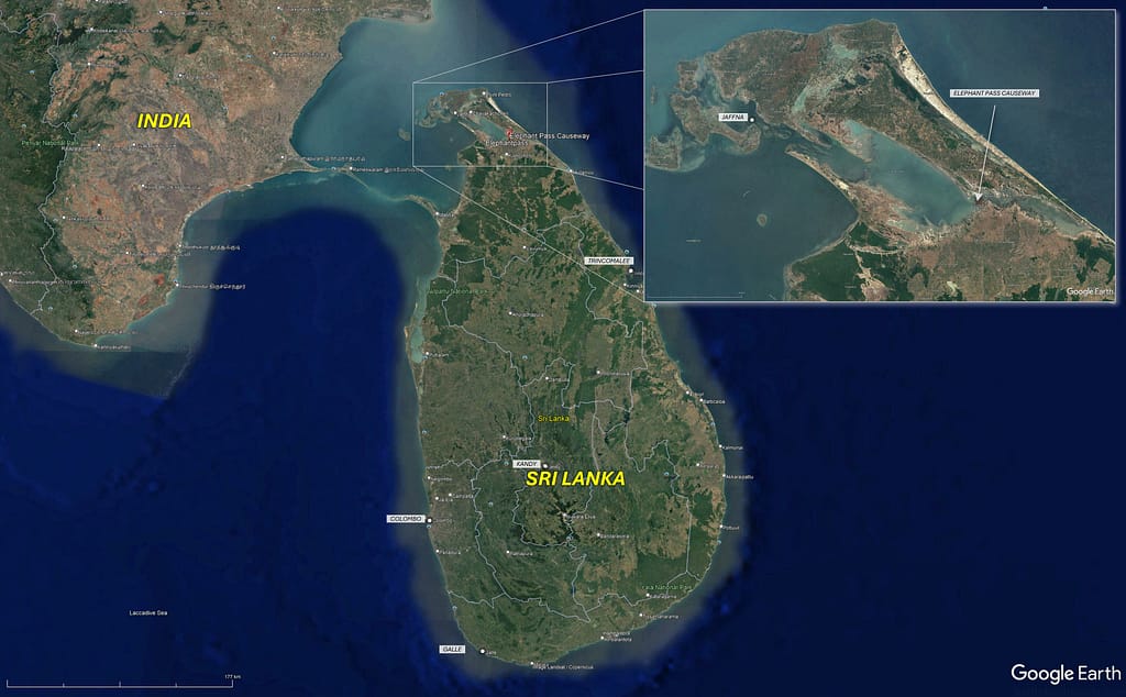 Map: Location and strategic importance of Elephant Pass