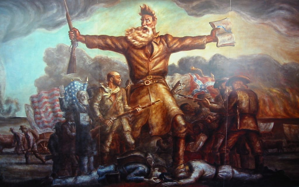 John Brown in "The Tragic Prelude," displayed at the Kansas State Capitol in Topeka. Painted by John Steuart Curry, ca. 1938-1940