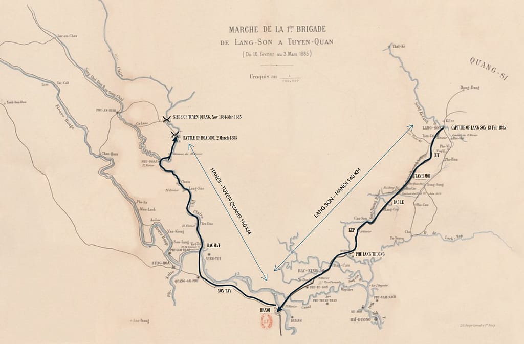 The epic 300 km relief march by Colonel Giovanninelli and 1st Brigade from Lang Son to Hanoi, Hanoi to Tuyên Quang.