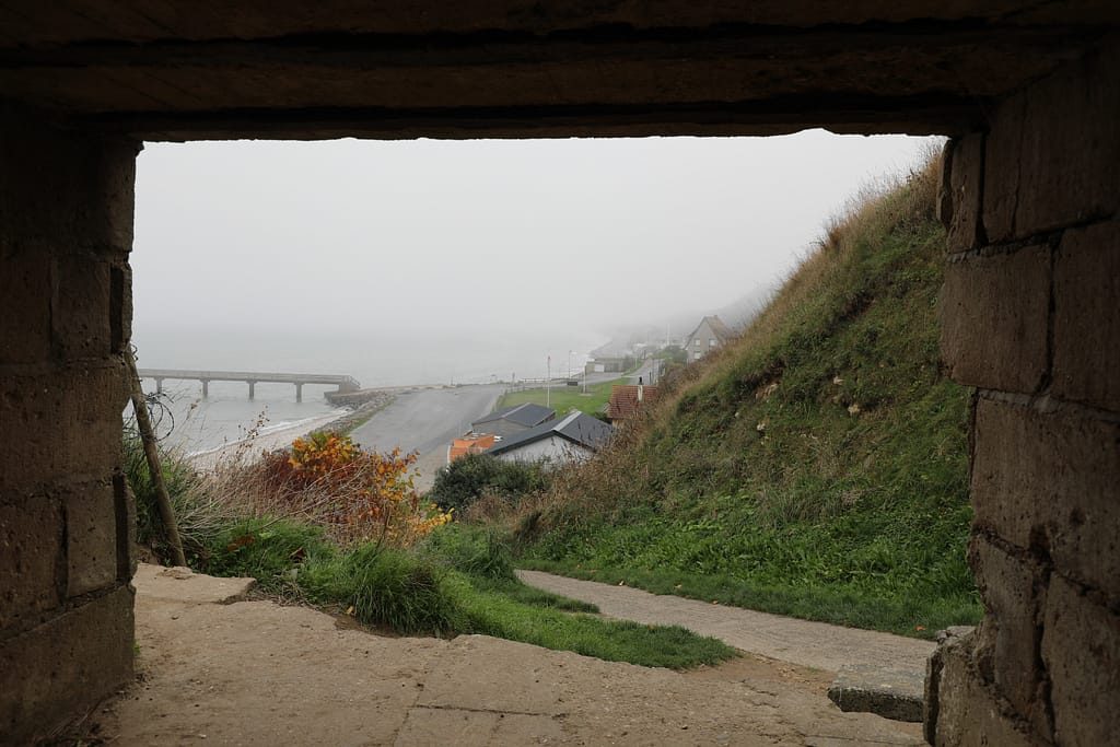 Vierville WN73 view over CHARLIE/DOG GREEN. C Company 2nd Rangers captured this bunker on D-Day