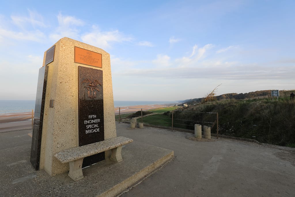 Omaha Beach. Monument to the 5th Engineer Special Brigade, FOX GREEN