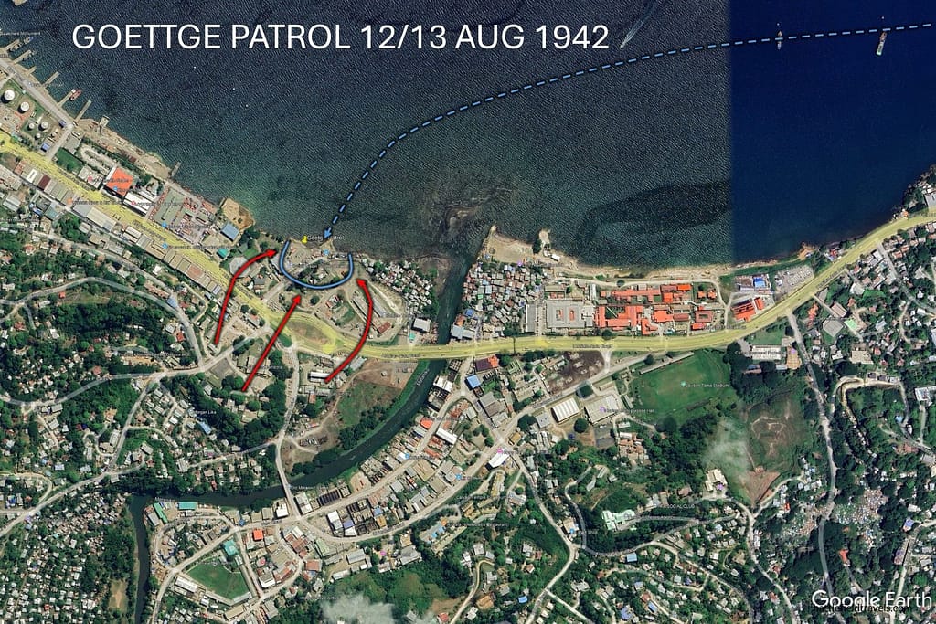 Location (approximate) of the Goettge Patrol landing site near the mouth of the Matanikau River