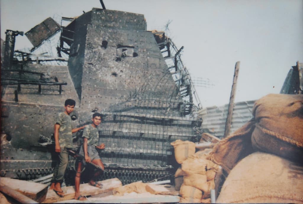 Photos of the Tamil Tiger armoured bulldozer immediately following the battle—courtesy of the small museum beside the memorial.