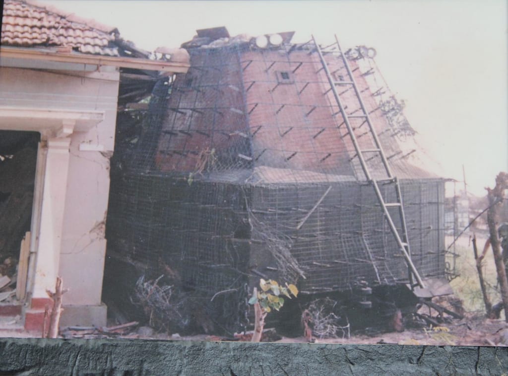 Photos of the Tamil Tiger armoured bulldozer immediately following the battle. Courtesy of the small museum beside the memorial.