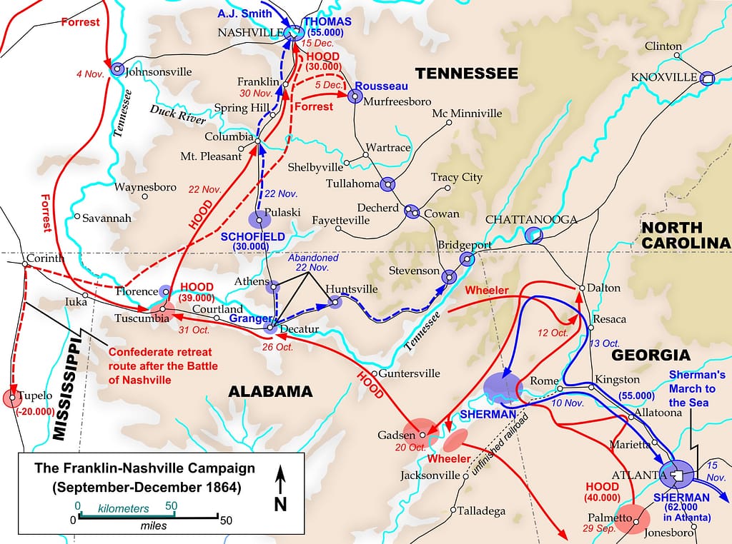 1864 Battle of Franklin - Tennessee campaign overview