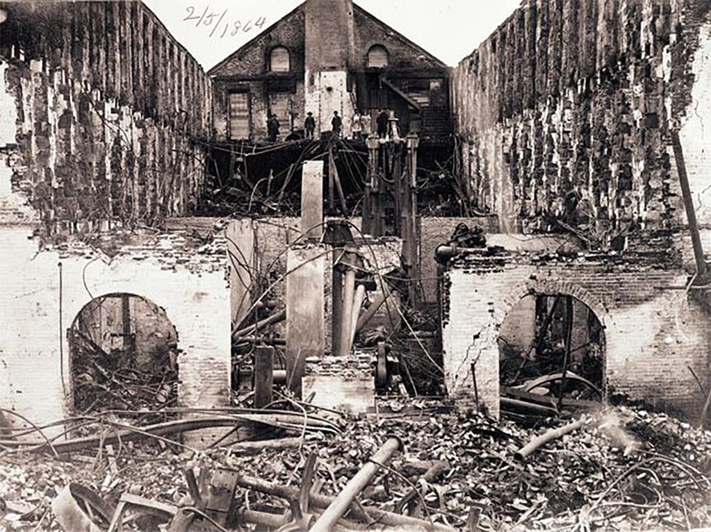 After the great fire of February 4, 1864 - possibly a deliberate arson attack by Confederate sympathisers. Photo taken on February 5, 1864, the day after the fire