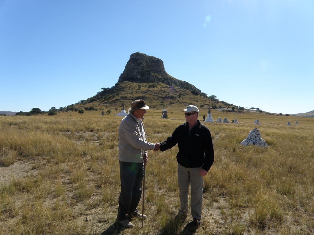 Exploring the Isandlwana battlefield with Rob Gerrard in June 2011