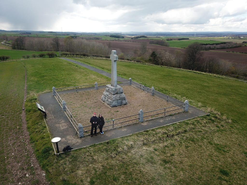 Battle of Flodden Field, 9 September 1513. Aerial shot of the Flodden memorial