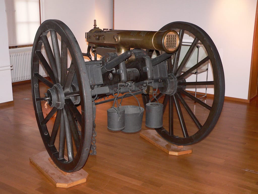 Reffye Mitrailleuse, 13mm with 25 barrels. 215 of these were produced for teh French army prior to the Franco-Prussian War.