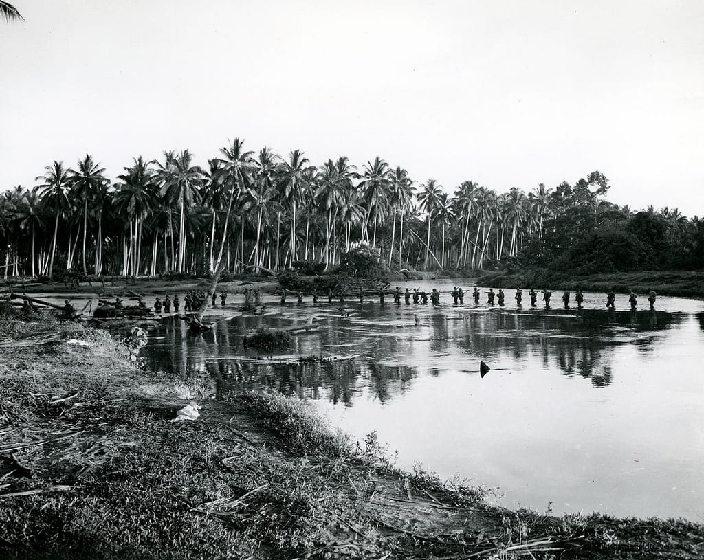 1/1 Marines Patrol Crossing Lunga River, Guadalcanal, circa Sep 1942