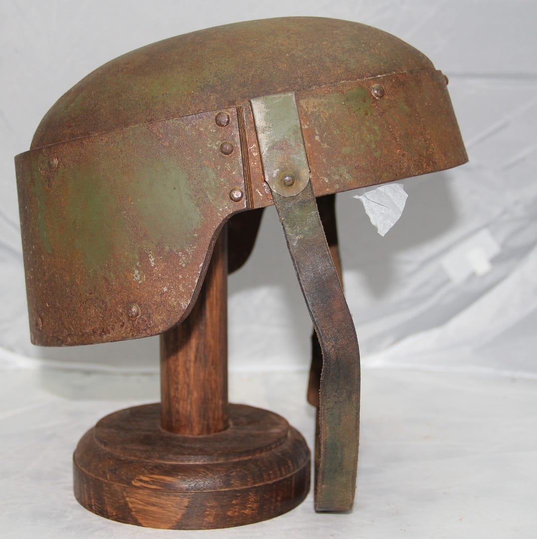 WW1 Italian 'Arditi' (the daring ones) assault helmet and Arditi balaclava (worn under the helmet)