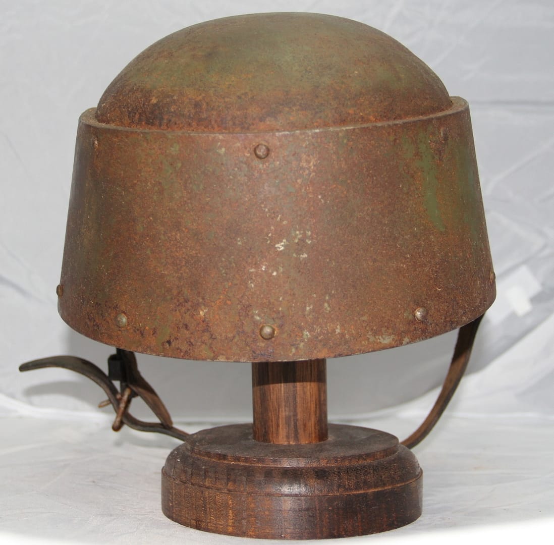 WW1 Italian 'Arditi' (the daring ones) assault helmet and Arditi balaclava (worn under the helmet)