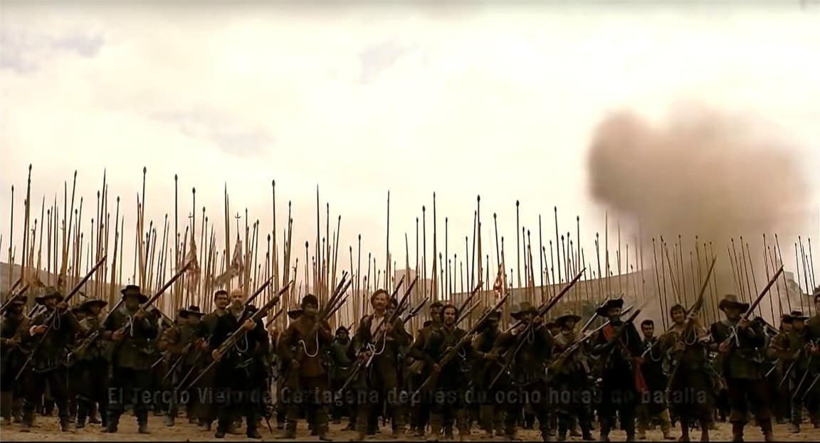 Thirty Years War - The Battle of Rocroi, 19 May 1643. Scene from the 2006 movie 'Alatriste'