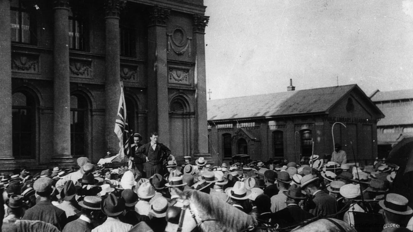 Winston Churchill addresses a crowd in Durban after his escape through Portuguese East Africa
