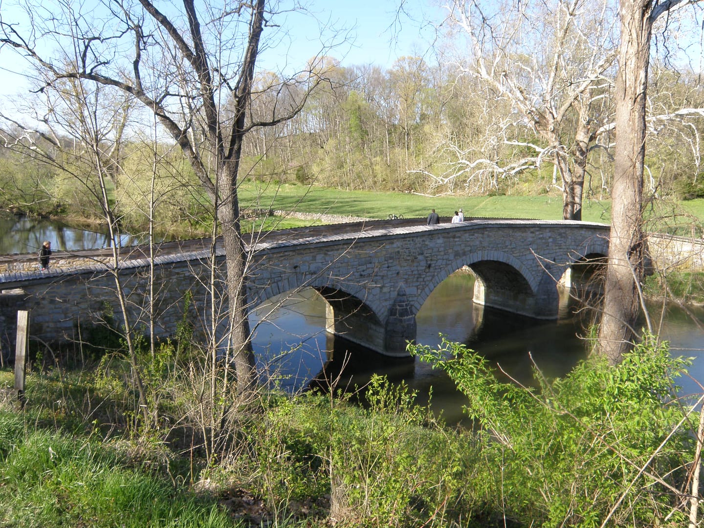Antietam. Burnside's Bridge from the Confederate held bank of Antietam Creek. Union forces were canalised over this bridge.