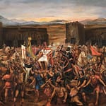 Spanish conquest of the New World. The Capture of Atahualpa in Cajamarca (Battle of Cajamarca) 1532, by Juan Lepiani.