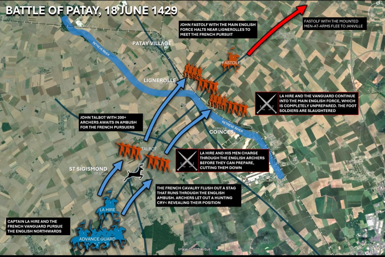 Diagram of the Battle of Patay, 18 June 1429