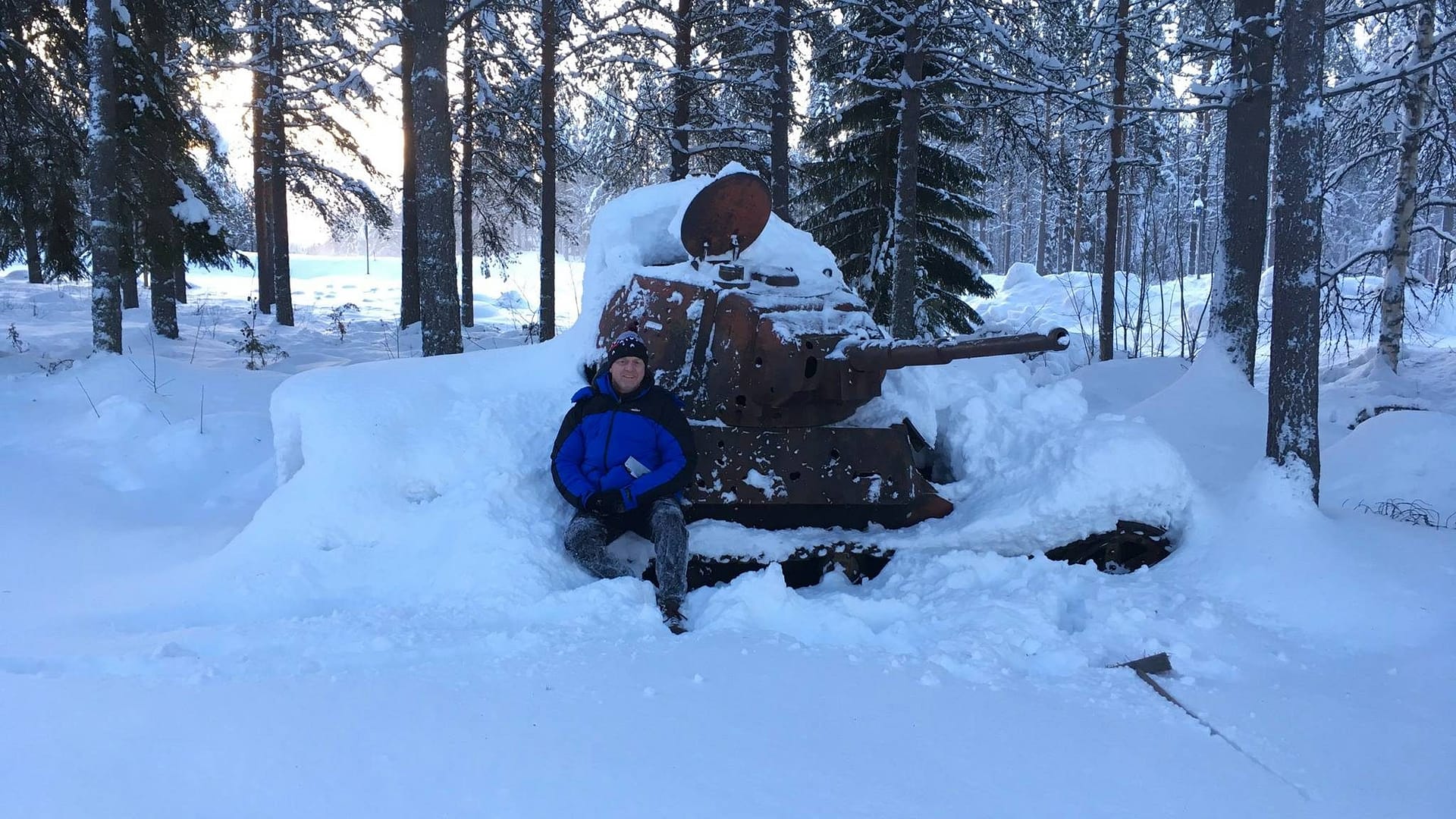 A destroyed Russian T-26 Mod. 1939 tank on Raate Road. I had to dig the snow off the tank to get this photo. 8 January 2018