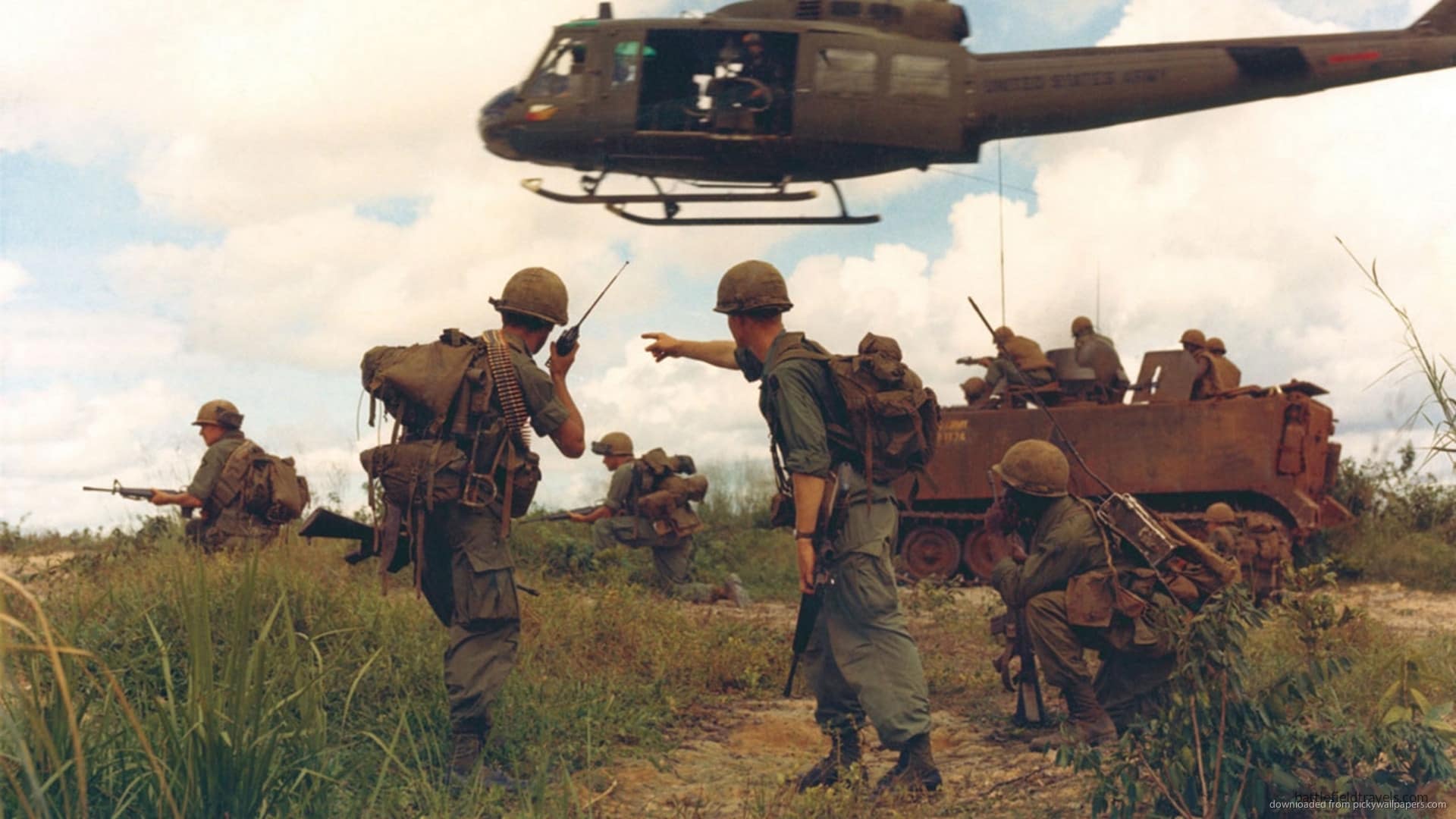 Vietnam War- US troops in an airmobile assault.