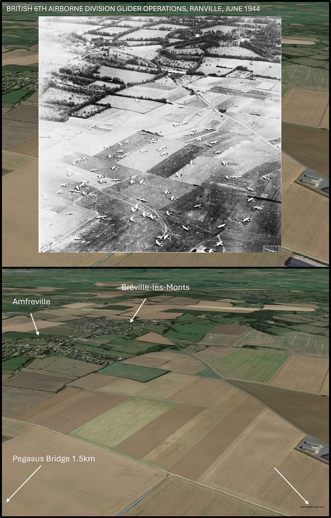 Then and Now - British gliders on Landing Zone-N near Ranville