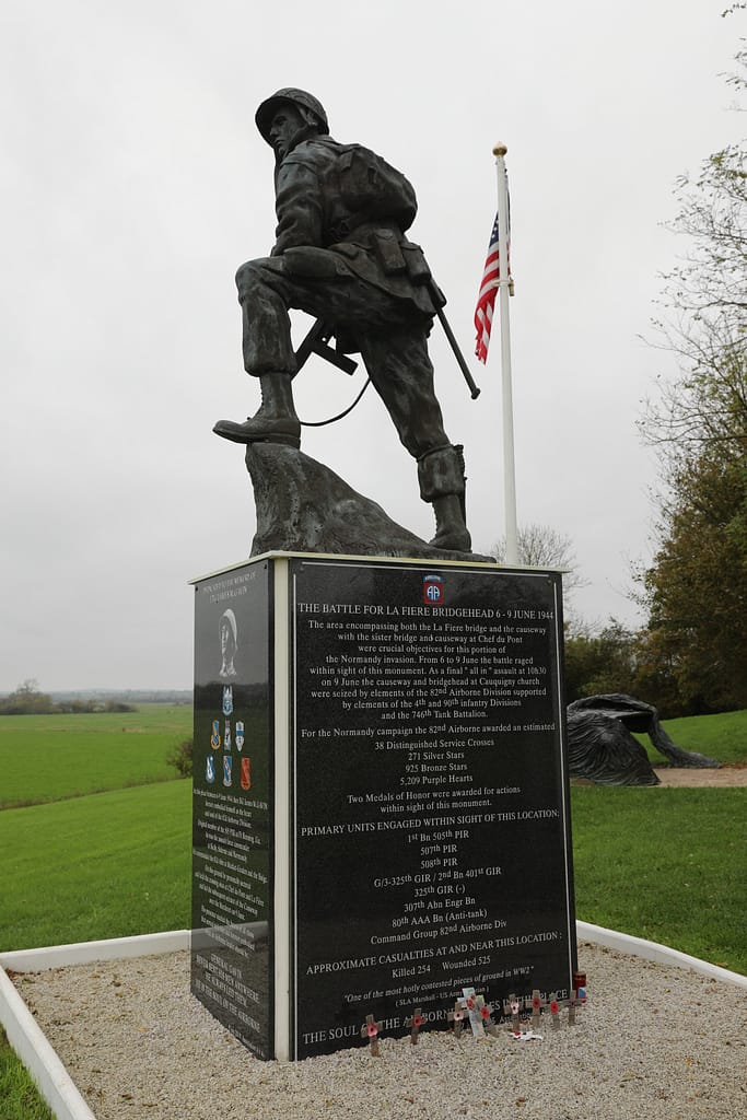 'Iron Mike' statue at La Fiere. There is another Iron Mike statue at Fort Bragg, North Carolina