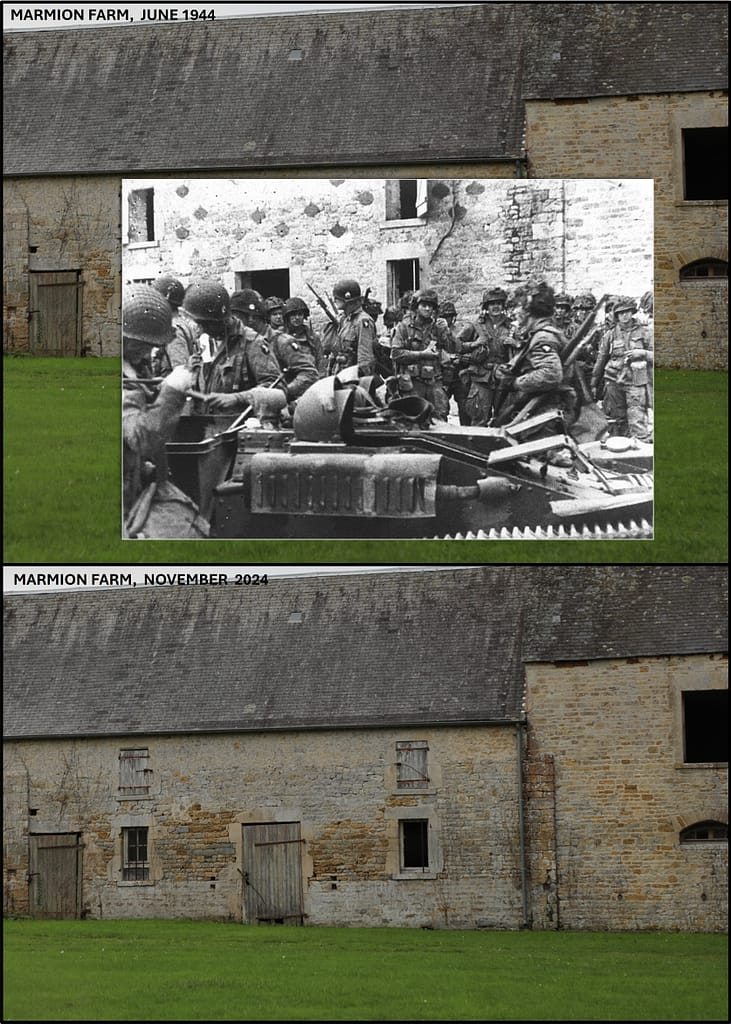 Then and now - 1944 and 2024. 101st Airborne Division paratroopers at Marmion Farm, Ravenonville, the Division rally point