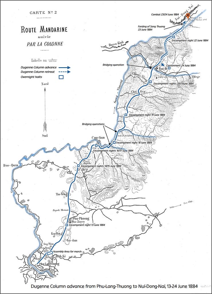 Capitaine Lecomte's map of the Mandarin Road with my annotations
