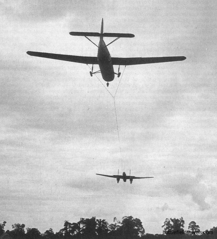 Pegasus Bridge - Horsa Glider being towed