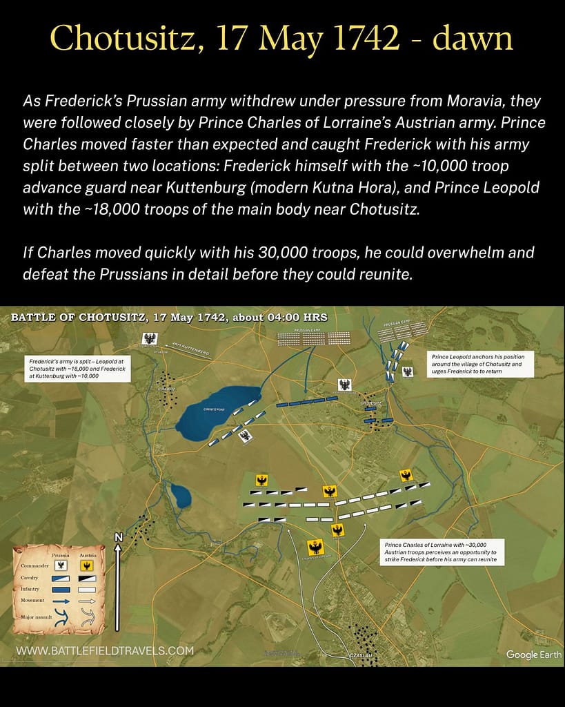 Battle of Chotusitz, 17 May 1742. Initial dispositions