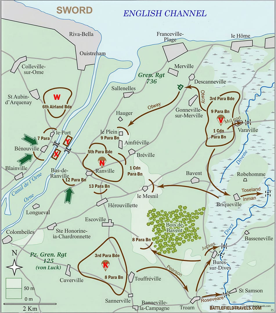 D-Day: British 6th Airborne Division drop zones and objectives