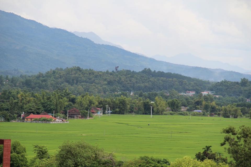 Battle for Dien Bien Phu, 13 March - 7 May 1954 Strongpoint Gabrielle. View from Gabrielle looking back towards the airfield and the high Dominiques. Once the Viet Minh got their anti-aircraft guns up here, the runway was basically unusable.