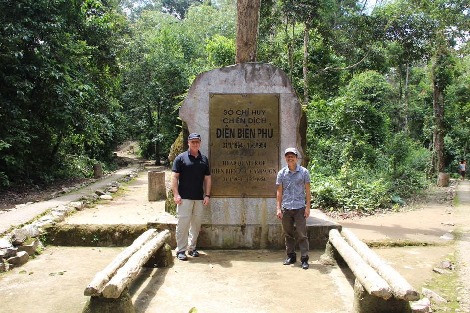 General Vo Nguyen Giap's HQ in the mountains 20km northeast of Dien Bien Phu. Me with Thuy, our guide and great friend.