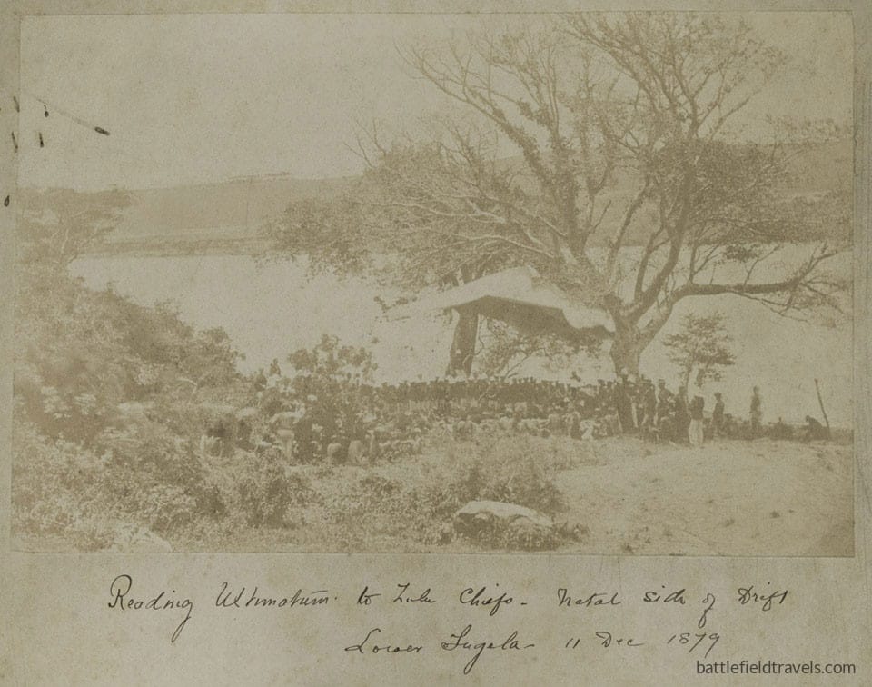 Reading Ultimatum to Zulu Chiefs. Natal side of drift, Lower Tugela, 11 Dec 1878