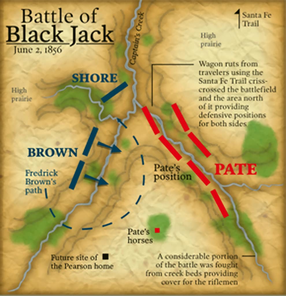 Diagram of the Battle of Black Jack , from the KSGenWeb Project